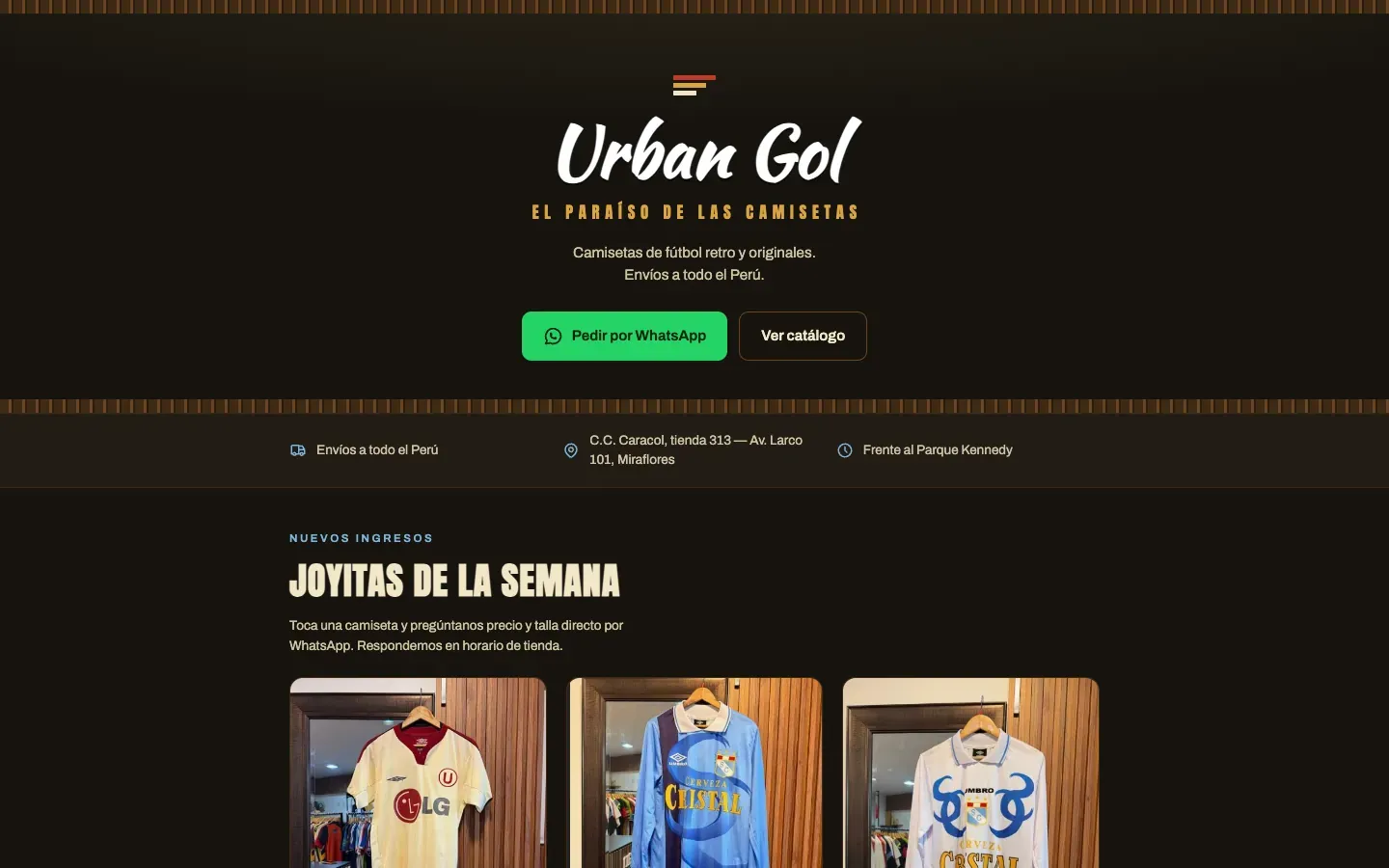 Portada de la propuesta de catálogo para Urban Gol